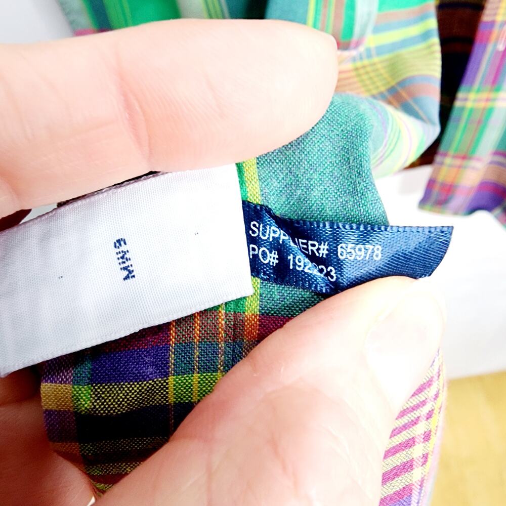 Ralph Lauren Plaid Button Front Down Short Sleeve Shirt Men XL Preppy Vintage 90 - Picture 5 of 12